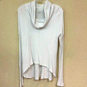 Lucky Brand womans  high low cowl neck waffle knit top size M